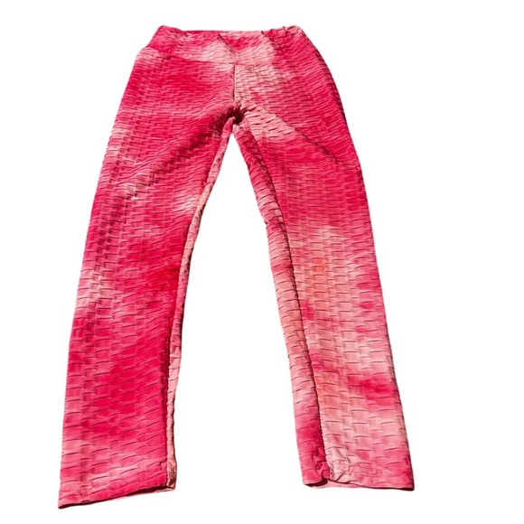Vibrant Pink Textured Women's Leggings - Picture 1 of 4